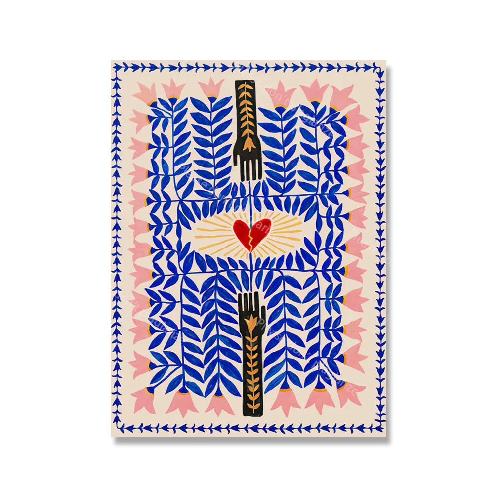 Bunte Abstrakte Boho Wandkunst – Orange Tiger Leinwanddruck