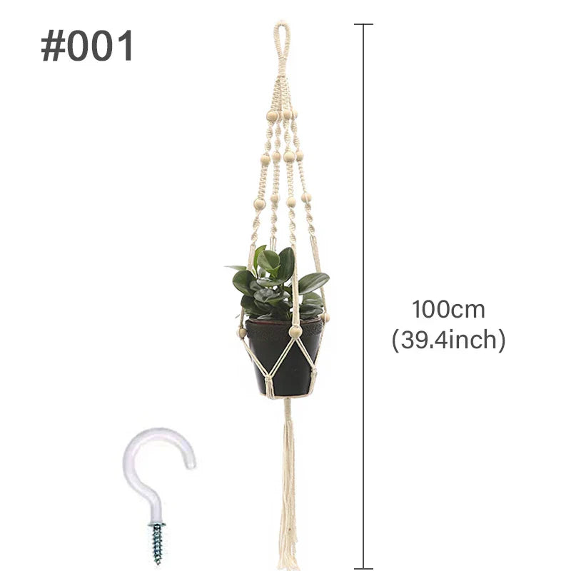 🌿 Handgemachter Makramee-Pflanzenhänger – Boho Hängetopf für Innen- und Außendekoration