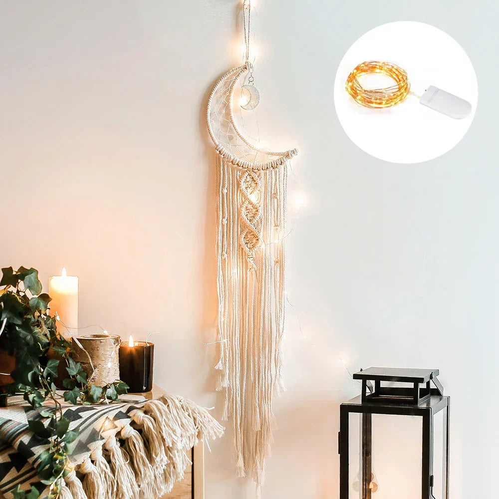 Makramee Traumfänger Boho Wohnkultur Mond Stern Dekoration Makramee Wandbehang Baby Nordic Zimmer Schlafzimmer Kinderkrippe Wohnzimmer Traumfänger