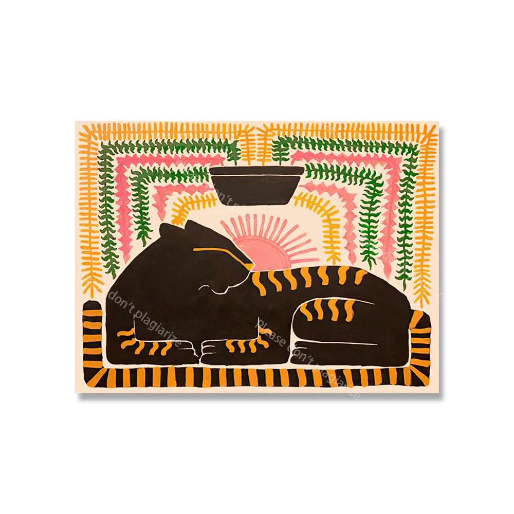 Bunte Abstrakte Boho Wandkunst – Orange Tiger Leinwanddruck