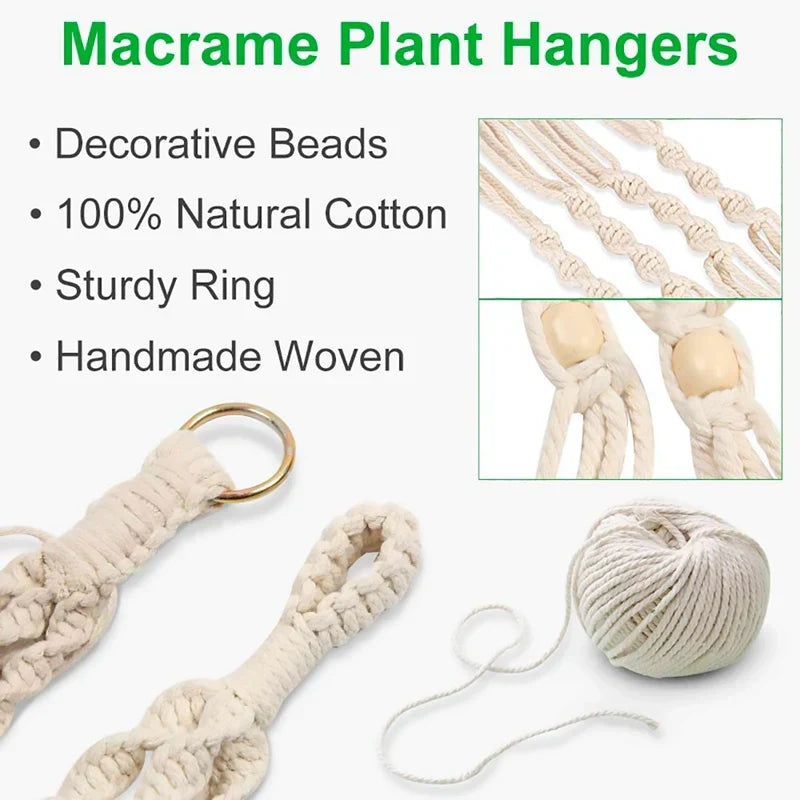 🌿 Handgemachter Makramee-Pflanzenhänger – Boho Hängetopf für Innen- und Außendekoration