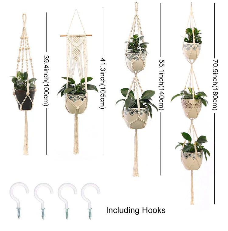 🌿 Handgemachter Makramee-Pflanzenhänger – Boho Hängetopf für Innen- und Außendekoration