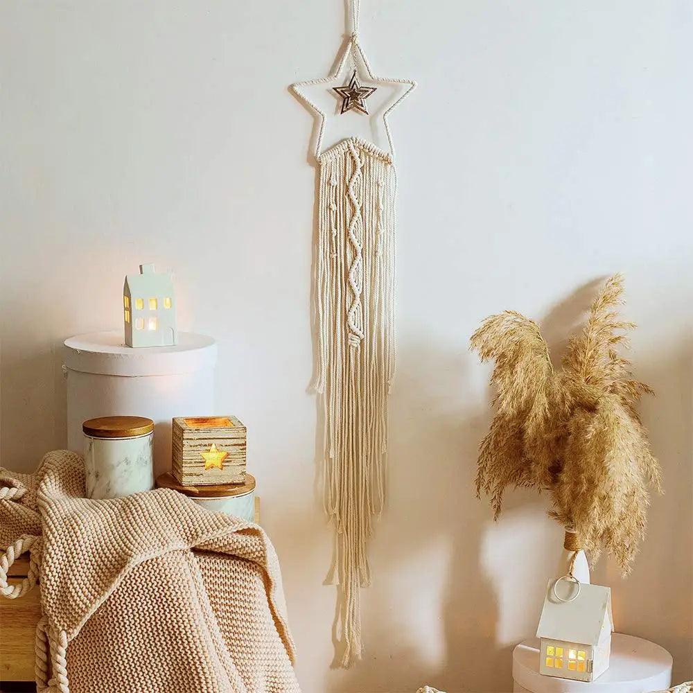 Makramee Traumfänger Boho Wohnkultur Mond Stern Dekoration Makramee Wandbehang Baby Nordic Zimmer Schlafzimmer Kinderkrippe Wohnzimmer Traumfänger