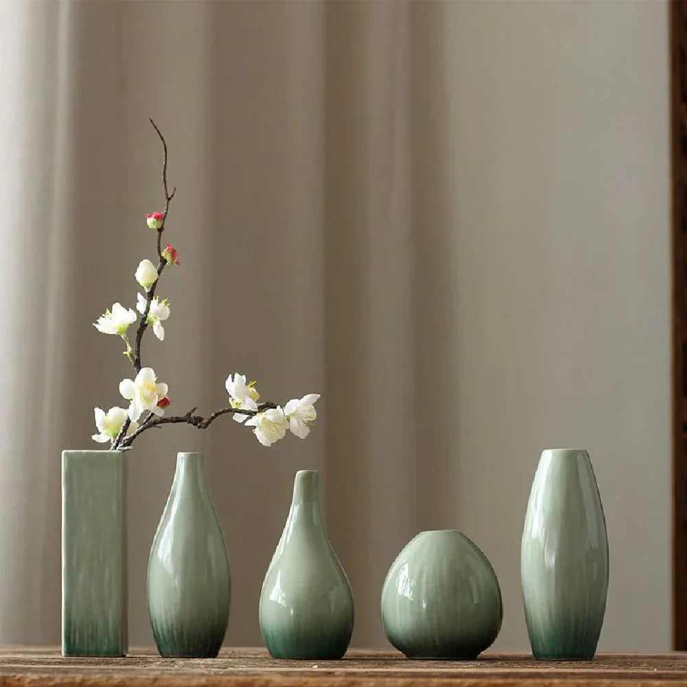 einfache keramische Vase in Teal-Dekoration, Wohnzimmer Esszimmertisch-Dekor, hydroponische Pflanze kleine Vase Boho Wohnkultur