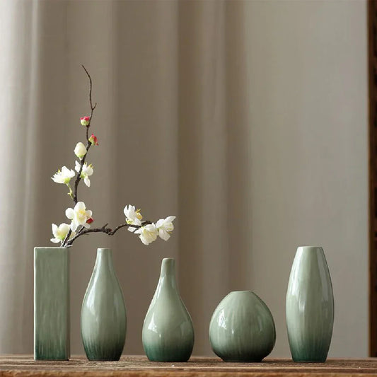 einfache keramische Vase in Teal-Dekoration, Wohnzimmer Esszimmertisch-Dekor, hydroponische Pflanze kleine Vase Boho Wohnkultur