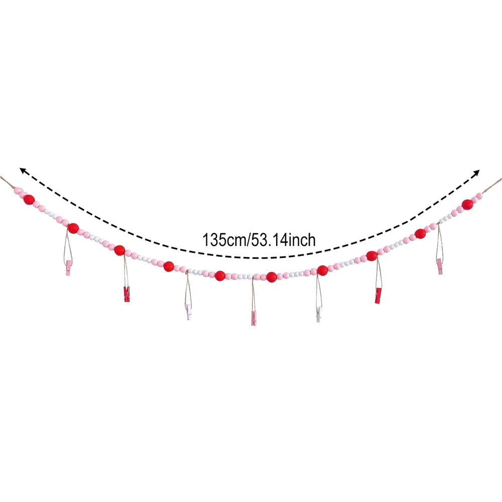Boho Wandbehang Fotodisplay mit Holzperlen & Clips