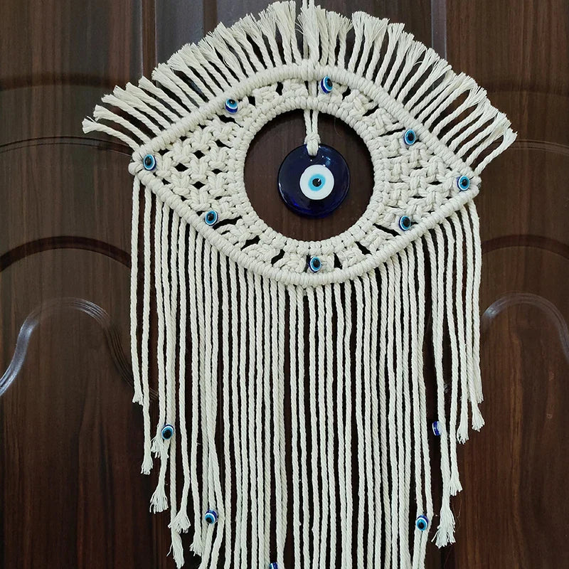 🧿 Evil Eye Makramee Wandbehang – Handgemachter Boho Wohnkultur Wandteppich