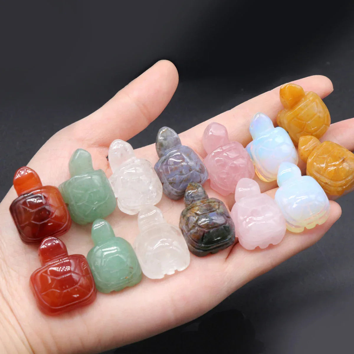 Mini Naturstein Schildkröte Figur – Handgefertigtes Kristalltier für Chakra-Heilung & Boho Wohnkultur