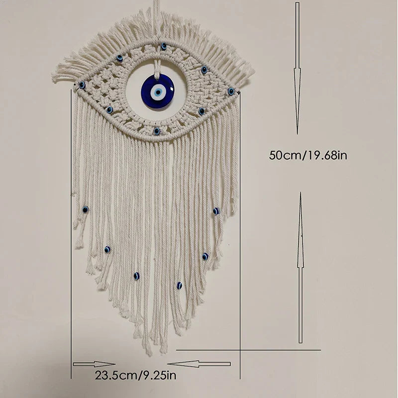 🧿 Evil Eye Makramee Wandbehang – Handgemachter Boho Wohnkultur Wandteppich