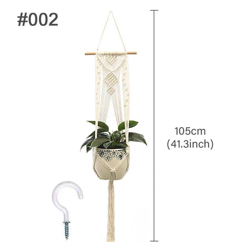 🌿 Handgemachter Makramee-Pflanzenhänger – Boho Hängetopf für Innen- und Außendekoration