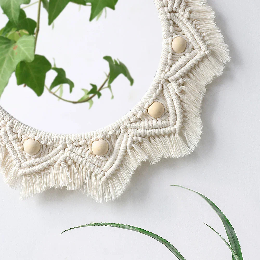 Kreisrunder Boho Makramee Wandspiegel