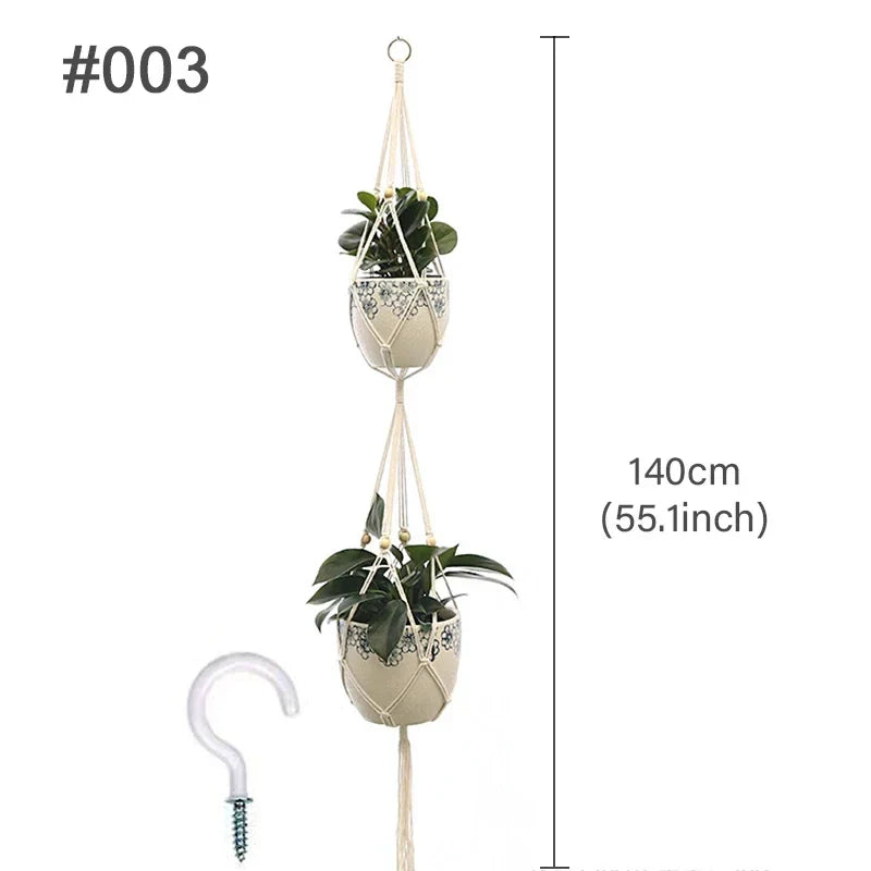 🌿 Handgemachter Makramee-Pflanzenhänger – Boho Hängetopf für Innen- und Außendekoration