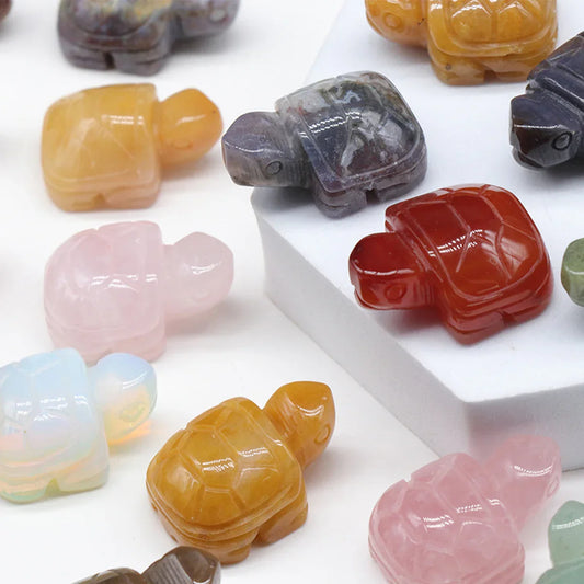 Mini Naturstein Schildkröte Figur – Handgefertigtes Kristalltier für Chakra-Heilung & Boho Wohnkultur